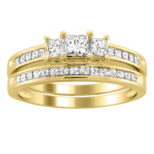  Montebello 14k Gold 1ct TDW Princess Cut Diamond Bridal Ring Set by Montebello Jewelry