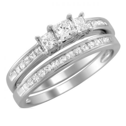  Montebello 14k Gold 1ct TDW Princess Cut Diamond Bridal Ring Set by Montebello Jewelry