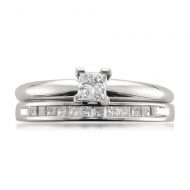 Montebello 14k White Gold 12ct TDW Princess-cut Solitaire Diamond Engagement Ring and Wedding Band by Montebello Jewelry