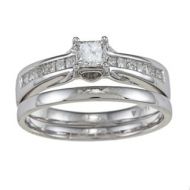 Montebello 14k White Gold 5/8ct TDW Princess-cut Diamond Wedding Set by Montebello Jewelry