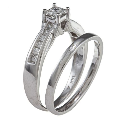  Montebello 14k White Gold 58ct TDW Princess-cut Diamond Wedding Set by Montebello Jewelry