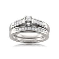 Montebello 14k White Gold 1/2ct TDW Certified Princess-cut Diamond Bridal Ring Set H-I, I1-I2) by Montebello Jewelry