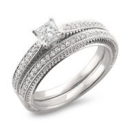 Montebello 14k Gold 5/8ct TDW Princess-cut Diamond Bridal Ring Set by Montebello Jewelry