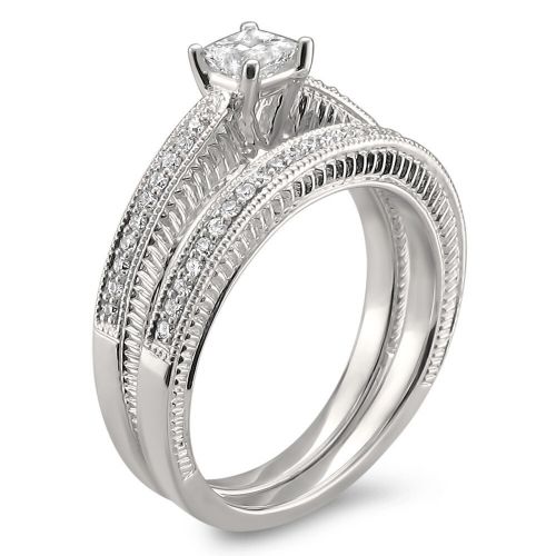  Montebello 14k Gold 58ct TDW Princess-cut Diamond Bridal Ring Set by Montebello Jewelry