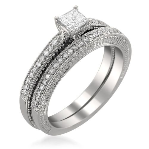  Montebello 14k Gold 58ct TDW Princess-cut Diamond Bridal Ring Set by Montebello Jewelry