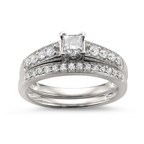  Montebello Jewelry 14k White Gold 1ct TDW White Diamond Engagement and Wedding Ring Bridal Set by Montebello Jewelry