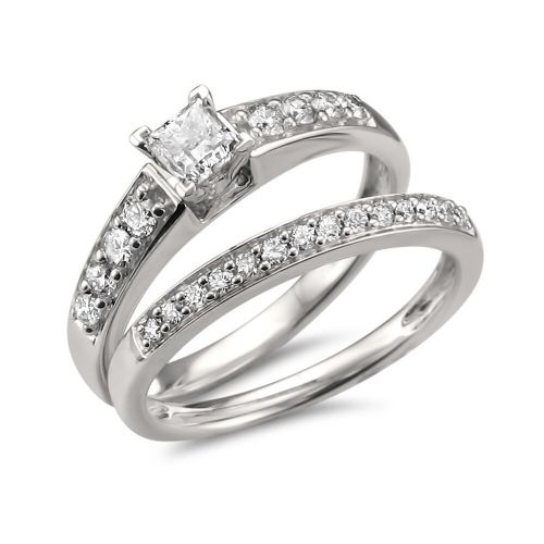  Montebello Jewelry 14k White Gold 1ct TDW White Diamond Engagement and Wedding Ring Bridal Set by Montebello Jewelry