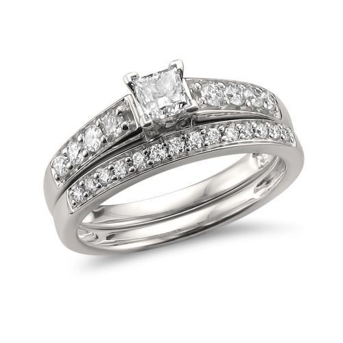  Montebello Jewelry 14k White Gold 1ct TDW White Diamond Engagement and Wedding Ring Bridal Set by Montebello Jewelry