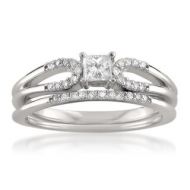 Montebello 14k White Gold 3/8ct TDW Princess-cut Bridal Ring Set by Montebello Jewelry