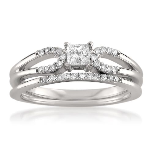  Montebello 14k White Gold 38ct TDW Princess-cut Bridal Ring Set by Montebello Jewelry