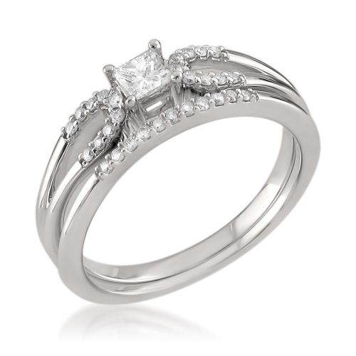  Montebello 14k White Gold 38ct TDW Princess-cut Bridal Ring Set by Montebello Jewelry