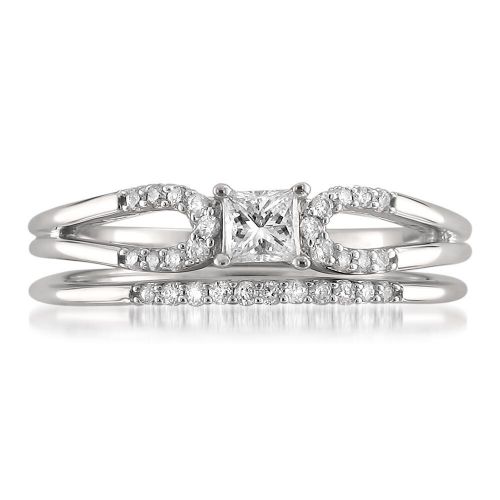  Montebello 14k White Gold 38ct TDW Princess-cut Bridal Ring Set by Montebello Jewelry