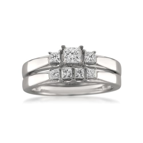  Montebello 14k White Gold 12ct TDW Princess-cut Diamond Bridal Ring Set by Montebello Jewelry