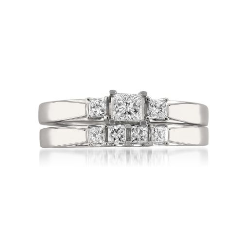  Montebello 14k White Gold 12ct TDW Princess-cut Diamond Bridal Ring Set by Montebello Jewelry