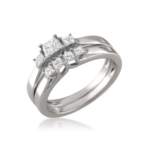  Montebello 14k White Gold 12ct TDW Princess-cut Diamond Bridal Ring Set by Montebello Jewelry