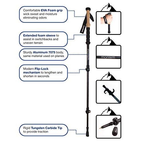  Montem Ultra Strong Hiking/Walking/Trekking Poles - One Pair (2 Poles)