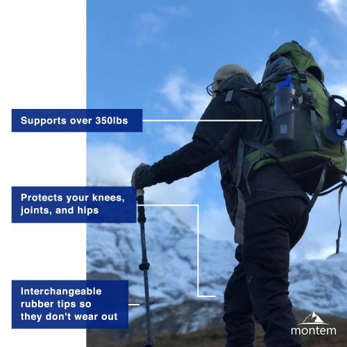  Montem Ultra Strong Hiking/Walking/Trekking Poles - One Pair (2 Poles)