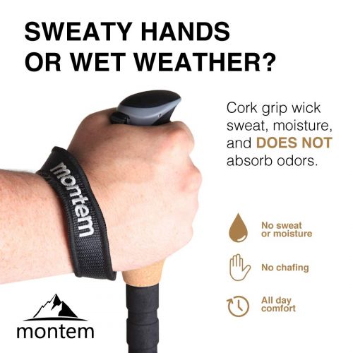  Montem Ultra Strong Anti-Shock Cork Hiking/Walking/Trekking Poles - One Pair
