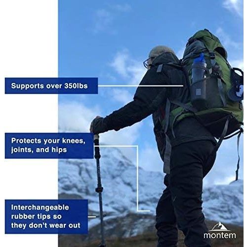  [아마존베스트]Montem Ultra Strong Trekking, Walking, and Hiking Poles - One Pair (2 Poles) - Collapsible, Lightweight, Quick Locking, and Ultra Durable