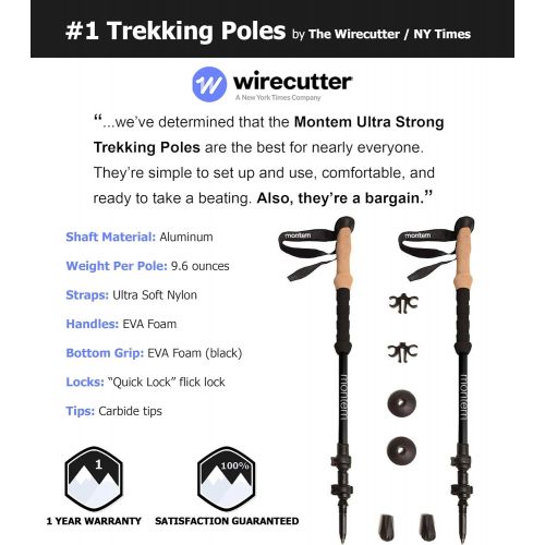  [아마존베스트]Montem Ultra Strong Trekking, Walking, and Hiking Poles - One Pair (2 Poles) - Collapsible, Lightweight, Quick Locking, and Ultra Durable