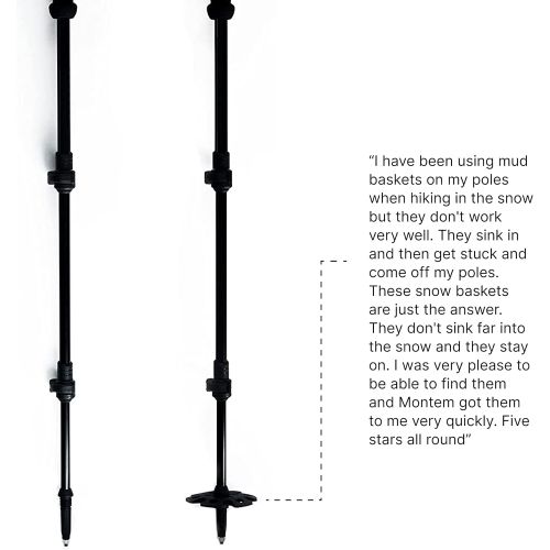  Montem Trekking Pole Snow Baskets/Hiking Pole Replacement Snow Baskets - Fits All Standard Hiking/Trekking/Walking Poles - Pack of 2