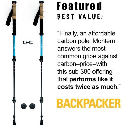  Montem Ultra Light 100% Carbon Fiber Trekking, Walking, and Hiking Poles - One Pair (2 Poles) - Ultra Light, Quick Locking, and Ultra Durable