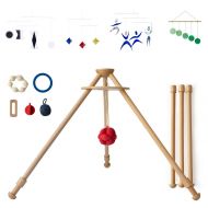 The Activity Gym by Monti Kids: Level 1 Includes Wooden Baby Gym/Baby Activity Center with Montessori Mobiles, Toys & Rattles; Parent Education and Support from Montessori Educator