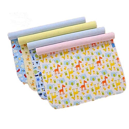  Monvecle 4pcs Pack Baby Infant Waterproof Cotton Changing Pads Washable Resuable Diapers Liners Mats (4pcs Pack-18x12)