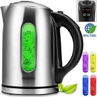 monzana Wasserkocher Teekessel Teekocher I Edelstahl I BPA frei I 1,7 Liter I LED I 2200W I Temperatureinstellung