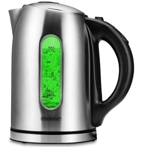  monzana Wasserkocher Teekessel Teekocher I Edelstahl I BPA frei I 1,7 Liter I LED I 2200W I Temperatureinstellung