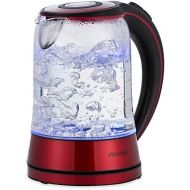 monzana Wasserkocher Edelstahl Teekocher Glas I Glas I LED I BPA frei I 1,7 L I kabellos I 2200W rot/schwarz I UEberhitzungsschutz I Wasserstandsanzeige