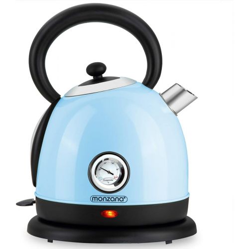  monzana Wasserkocher BPA frei Edelstahl kabellos Retro Design blau 1,8l 2200W