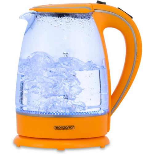  monzana Wasserkocher Teekessel Teekocher  1,7 L  orange  2200 Watt  LED Innenbeleuchtung  360° kabellos  BPA frei