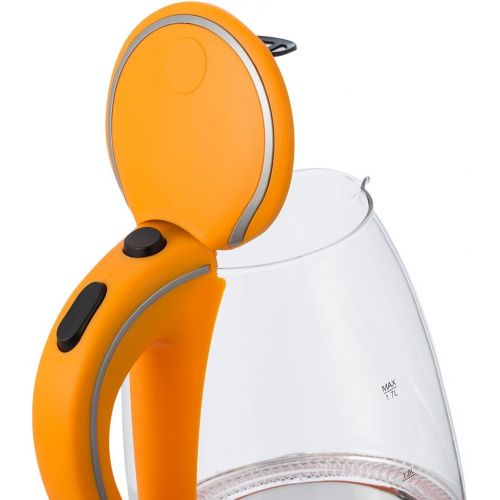  monzana Wasserkocher Teekessel Teekocher  1,7 L  orange  2200 Watt  LED Innenbeleuchtung  360° kabellos  BPA frei