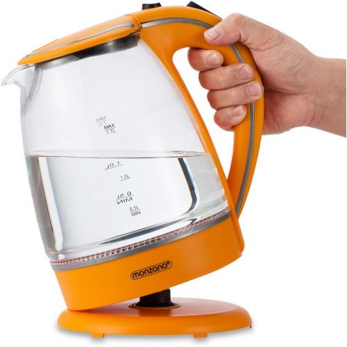  monzana Wasserkocher Teekessel Teekocher  1,7 L  orange  2200 Watt  LED Innenbeleuchtung  360° kabellos  BPA frei