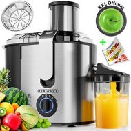 Monzana Entsafter Obst Gemuese Edelstahl max. 1100W grosse 85mm Einfuelloeffnung inkl. Reinigungsbuerste Rezeptheft Saftbehalter 3 Geschwindigkeitsstufen