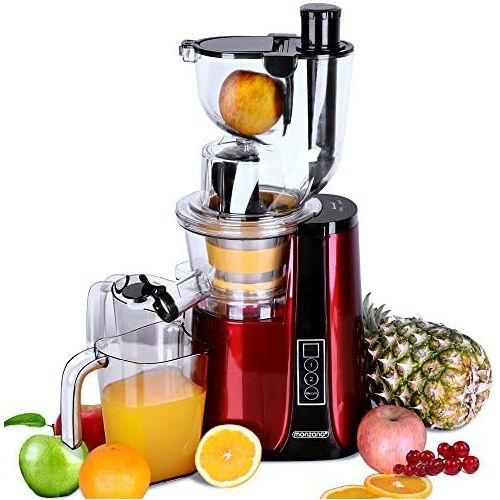  Monzana Entsafter Slow Juicer Edelstahl Saftpresse Obstpresse  60U/min  500W  angenehm leise  XXL-Einfuelloeffnung  Vor-und Ruecklauf  81mm Einfuelloeffnung