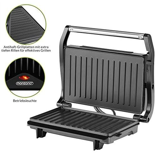  [아마존베스트]monzana Contact Grill, Table Grill - Non-Stick Coating - Sandwich Toaster, Panini Maker - BPA-Free