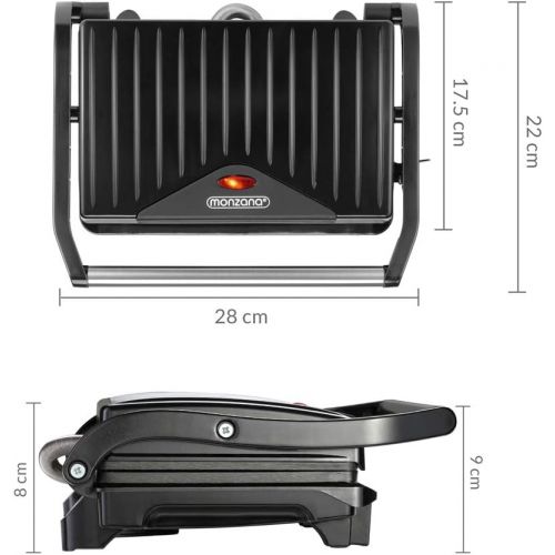  [아마존베스트]monzana Contact Grill, Table Grill - Non-Stick Coating - Sandwich Toaster, Panini Maker - BPA-Free