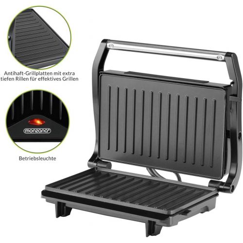  [아마존베스트]monzana Contact Grill, Table Grill - Non-Stick Coating - Sandwich Toaster, Panini Maker - BPA-Free