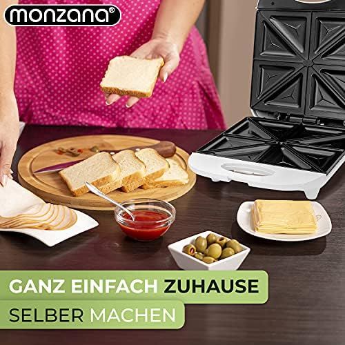  [아마존베스트]Monzana Sandwich Maker XXL with Non-Stick Coating Panini Maker 1000 Watt Sandwich Grill BPA-Free 4 Sandwiches Grill Basket White