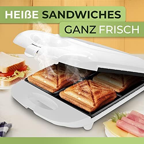  [아마존베스트]Monzana Sandwich Maker XXL with Non-Stick Coating Panini Maker 1000 Watt Sandwich Grill BPA-Free 4 Sandwiches Grill Basket White