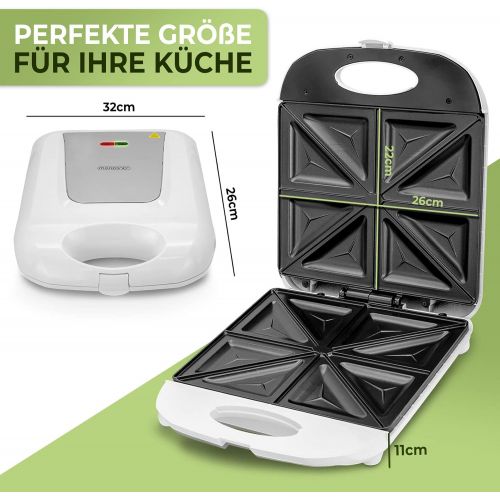  [아마존베스트]Monzana Sandwich Maker XXL with Non-Stick Coating Panini Maker 1000 Watt Sandwich Grill BPA-Free 4 Sandwiches Grill Basket White