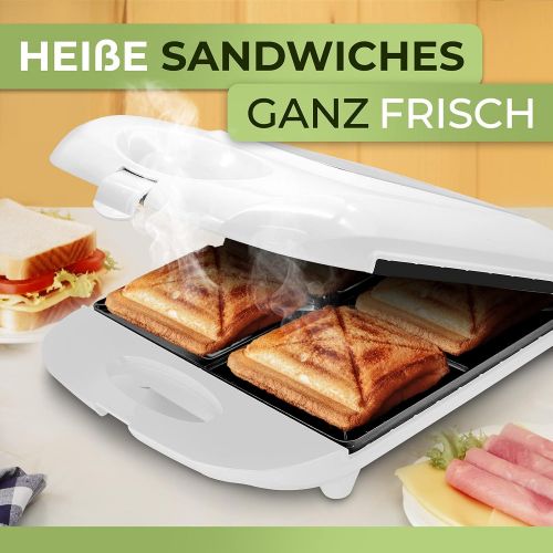  [아마존베스트]Monzana Sandwich Maker XXL with Non-Stick Coating Panini Maker 1000 Watt Sandwich Grill BPA-Free 4 Sandwiches Grill Basket White