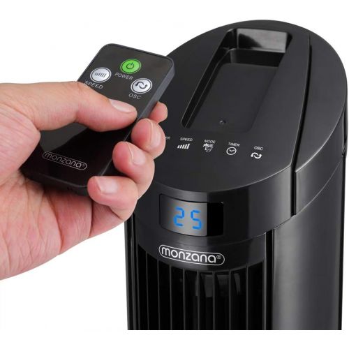  [아마존베스트]Monzana Tower Fan 90° Oscillation Angle Remote Control 3 Speed Levels 84 cm Timer Turbo Function Black