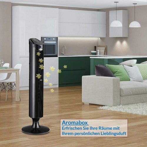  [아마존베스트]Monzana Tower Fan 90° Oscillation Angle Remote Control 3 Speed Levels 84 cm Timer Turbo Function Black