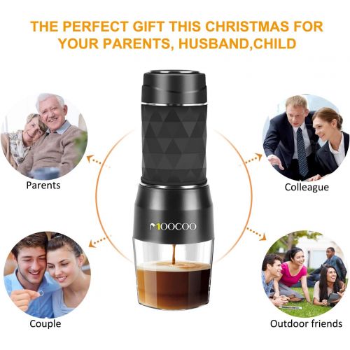  Portable Espresso Machine, Moocoo Manual Espresso Maker, 20 Bar Pressure for Capsule&Ground Coffee, Perfect Small for Travel Camping Kitchen Office