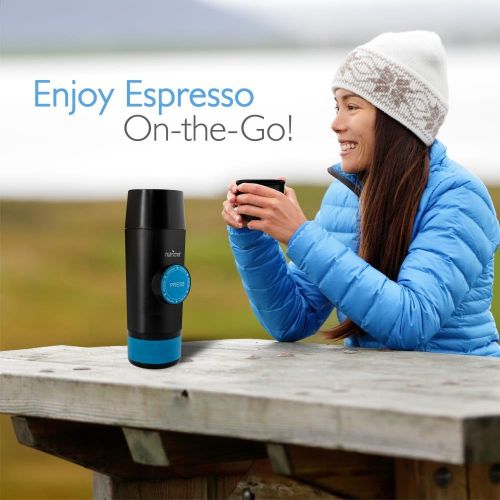  Upgraded Portable Electric Espresso Maker - 2 in 1 Capsule & Ground Espresso Option Easy Refill Water Tank 90 ml - Mini Automatic Espresso Easy Travel Machine - NutriChef PKPRCFMAK