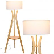 Mood Lights Brightech Charlotte: Rustic Shelf LED Floor Lamp - Tripod Standing Light for Mid Century Modern Living Rooms & Bedrooms - Contemporary, Tall Office Lamp - Drum Shade - Includes LED