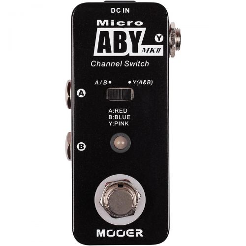  Mooer},description:The Mooer Micro ABY MK2 can be used as an AB or Y switch. The signal can flow from A or B to Y, or the signal can flow from Y to A or B. The pedal can work with